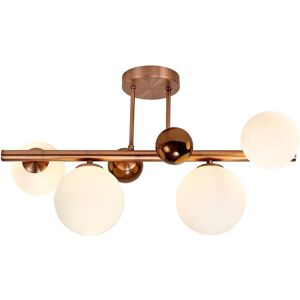 Luminosa Lighting Newstead Semi Flush Ceiling Light, 4 x G9, Antique Copper, Opal & Copper Glass Luminosa Lighting Newstead Semi Flush Ceiling Light, 4 x G9, Antique Copper, Opal & Copper Glass