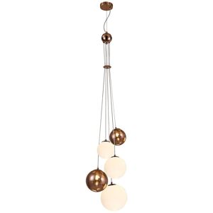 Luminosa Lighting Newstead Ceiling Cluster Pendant, 5 x G9, Antique Copper, Opal & Copper Glass Luminosa Lighting Newstead Ceiling Cluster Pendant, 5 x G9, Antique Copper, Opal & Copper Glass