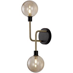 Luminosa Lighting Humphrey Wall Lamp, 2 Light G9, Matt Black, Antique Brass, Cognac Glass Luminosa Lighting Humphrey Wall Lamp, 2 Light G9, Matt Black, Antique Brass, Cognac Glass