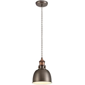 Luminosa Lighting Carmel Small Ceiling Dome Pendant, 1 x E27, Antique Silver, Copper, White Luminosa Lighting Carmel Small Ceiling Dome Pendant, 1 x E27, Antique Silver, Copper, White