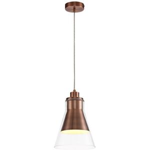 Luminosa Lighting Mamakating Ceiling Dome Pendant, 1 x E27, Antique Copper, Clear Glass Luminosa Lighting Mamakating Ceiling Dome Pendant, 1 x E27, Antique Copper, Clear Glass