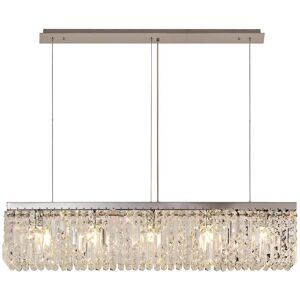 Luminosa Lighting Wethersfield 102x9cm Rectangular Ceiling Pendant Chandelier, 5 Light E14, Polished Chrome, Crystal Luminosa Lighting Wethersfield 102x9cm Rectangular Ceiling Pendant Chandelier, 5 Light E14, Polished Chrome, Crystal