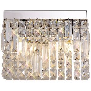 Luminosa Lighting Wethersfield 29x13cm Rectangular Small Wall Lamp, 2 Light E14, Polished Chrome, Crystal Luminosa Lighting Wethersfield 29x13cm Rectangular Small Wall Lamp, 2 Light E14, Polished Chrome, Crystal