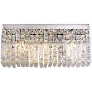 Luminosa Lighting Wethersfield 50x24cm Rectangular Large Wall Lamp, 3 Light E14, Polished Chrome, Crystal Luminosa Lighting Wethersfield 50x24cm Rectangular Large Wall Lamp, 3 Light E14, Polished Chrome, Crystal