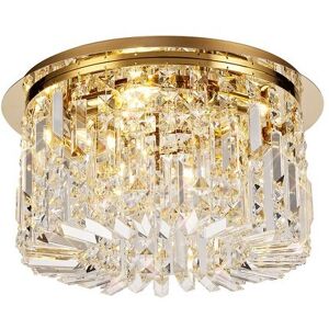 Luminosa Lighting Wethersfield 45cm Round Flush Chandelier, 5 Light E14, Gold, Crystal Luminosa Lighting Wethersfield 45cm Round Flush Chandelier, 5 Light E14, Gold, Crystal