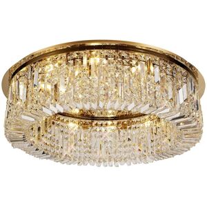 Luminosa Lighting Wethersfield 80cm Round Flush Chandelier, 12 Light E14, Gold, Crystal Luminosa Lighting Wethersfield 80cm Round Flush Chandelier, 12 Light E14, Gold, Crystal