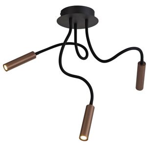 Luminosa Lighting Semi Flush Ceiling, 3 Light Adjustable Arms, 3 x 5W LED Dimmable, 3000K, 930lm, Black, Satin Copper Luminosa Lighting Semi Flush Ceiling, 3 Light Adjustable Arms, 3 x 5W LED Dimmable, 3000K, 930lm, Black, Satin Copper