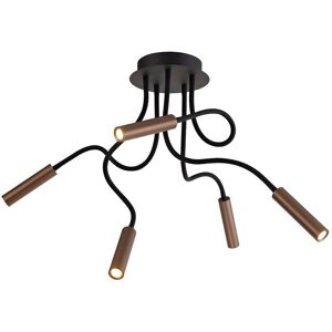 Luminosa Lighting Semi Flush Ceiling, 5 Light Adjustable Arms, 5 x 5W LED Dimmable, 3000K, 1550lm, Black, Satin Copper Luminosa Lighting Semi Flush Ceiling, 5 Light Adjustable Arms, 5 x 5W LED Dimmable, 3000K, 1550lm, Black, Satin Copper