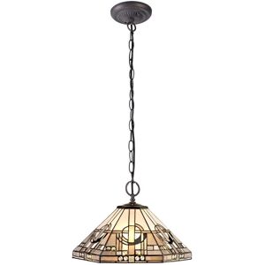 Luminosa Lighting Ithaca 2 Light Downlighter Ceiling Pendant E27 With 40cm Tiffany Shade, White, Grey, Black, Clear Crystal, Aged Antique Brass Luminosa Lighting Ithaca 2 Light Downlighter Ceiling Pendant E27 With 40cm Tiffany Shade, White, Grey, Black, Clear Crystal, Aged Antique Brass