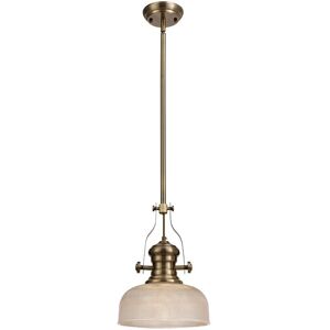 Luminosa Lighting Cairo Telescopic Dome Ceiling Pendant E27 With 26.5cm Prismatic Glass Shade, Antique Brass, Clear Luminosa Lighting Cairo Telescopic Dome Ceiling Pendant E27 With 26.5cm Prismatic Glass Shade, Antique Brass, Clear