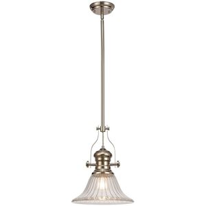 Luminosa Lighting Cairo Telescopic Dome Ceiling Pendant E27 With 30cm Bell Glass Shade, Polished Nickel, Clear Luminosa Lighting Cairo Telescopic Dome Ceiling Pendant E27 With 30cm Bell Glass Shade, Polished Nickel, Clear