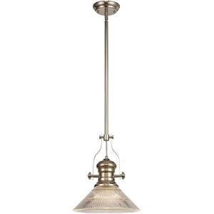 Luminosa Lighting Cairo Telescopic Dome Ceiling Pendant E27 With 30cm Cone Glass Shade, Polished Nickel, Clear Luminosa Lighting Cairo Telescopic Dome Ceiling Pendant E27 With 30cm Cone Glass Shade, Polished Nickel, Clear