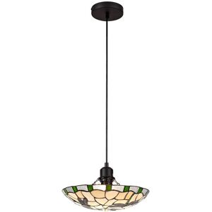 Luminosa Lighting Piercefield 1 Light Ceiling Pendant E27 With 35cm Tiffany Shade, Green, Clear Crystal, Black Luminosa Lighting Piercefield 1 Light Ceiling Pendant E27 With 35cm Tiffany Shade, Green, Clear Crystal, Black
