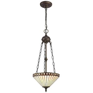 Luminosa Lighting Worcester 2 Light Uplighter Ceiling Pendant E27 With 30cm Tiffany Shade, Amber, Crystal, Aged Antique Brass Luminosa Lighting Worcester 2 Light Uplighter Ceiling Pendant E27 With 30cm Tiffany Shade, Amber, Crystal, Aged Antique Brass