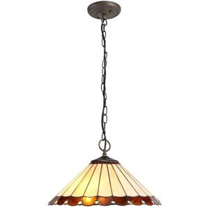 Luminosa Lighting Worcester 3 Light Downlighter Ceiling Pendant E27 With 40cm Tiffany Shade, Amber, Crystal, Aged Antique Brass Luminosa Lighting Worcester 3 Light Downlighter Ceiling Pendant E27 With 40cm Tiffany Shade, Amber, Crystal, Aged Antique Brass
