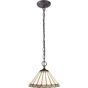 Luminosa Lighting Worcester 2 Light Downlighter Ceiling Pendant E27 With 30cm Tiffany Shade, Grey, Crystal, Aged Antique Brass Luminosa Lighting Worcester 2 Light Downlighter Ceiling Pendant E27 With 30cm Tiffany Shade, Grey, Crystal, Aged Antique Brass