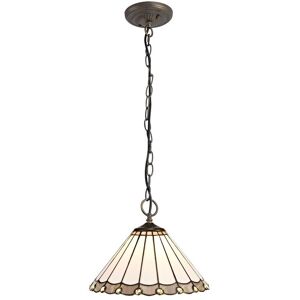 Luminosa Lighting Worcester 3 Light Downlighter Ceiling Pendant E27 With 30cm Tiffany Shade, Grey, Crystal, Aged Antique Brass Luminosa Lighting Worcester 3 Light Downlighter Ceiling Pendant E27 With 30cm Tiffany Shade, Grey, Crystal, Aged Antique Brass