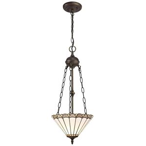 Luminosa Lighting Worcester 2 Light Uplighter Ceiling Pendant E27 With 30cm Tiffany Shade, Grey, Crystal, Aged Antique Brass Luminosa Lighting Worcester 2 Light Uplighter Ceiling Pendant E27 With 30cm Tiffany Shade, Grey, Crystal, Aged Antique Brass