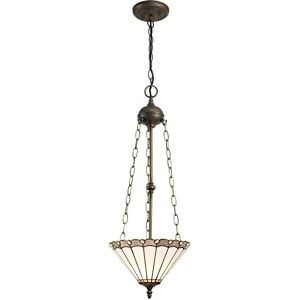 Luminosa Lighting Worcester 3 Light Uplighter Ceiling Pendant E27 With 30cm Tiffany Shade, Grey, Crystal, Aged Antique Brass Luminosa Lighting Worcester 3 Light Uplighter Ceiling Pendant E27 With 30cm Tiffany Shade, Grey, Crystal, Aged Antique Brass