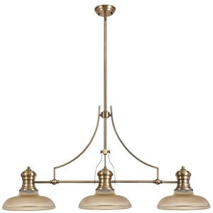 Luminosa Lighting Cairo 3 Light Telescopic Ceiling Pendant E27 With 30cm Round Glass Shade, Antique Brass, Amber Luminosa Lighting Cairo 3 Light Telescopic Ceiling Pendant E27 With 30cm Round Glass Shade, Antique Brass, Amber