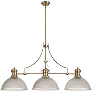 Luminosa Lighting Cairo 3 Light Telescopic Ceiling Pendant E27 With 38cm Dome Glass Shade, Antique Brass, Clear Luminosa Lighting Cairo 3 Light Telescopic Ceiling Pendant E27 With 38cm Dome Glass Shade, Antique Brass, Clear