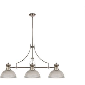 Luminosa Lighting Cairo 3 Light Telescopic Ceiling Pendant E27 With 30cm Dome Glass Shade, Polished Nickel, Clear Luminosa Lighting Cairo 3 Light Telescopic Ceiling Pendant E27 With 30cm Dome Glass Shade, Polished Nickel, Clear