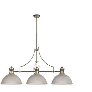 Luminosa Lighting Cairo 3 Light Telescopic Ceiling Pendant E27 With 38cm Dome Glass Shade, Polished Nickel, Clear Luminosa Lighting Cairo 3 Light Telescopic Ceiling Pendant E27 With 38cm Dome Glass Shade, Polished Nickel, Clear