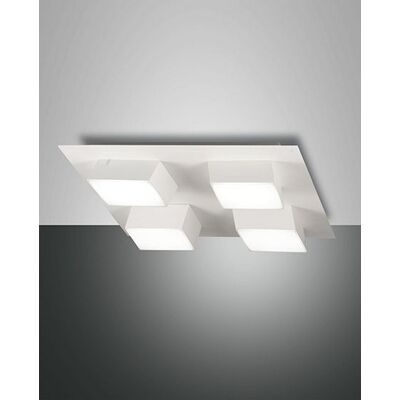 Fabas Luce Lucas White Glass LED Semi Flush Light Fabas Luce Lucas White Glass LED Semi Flush Light