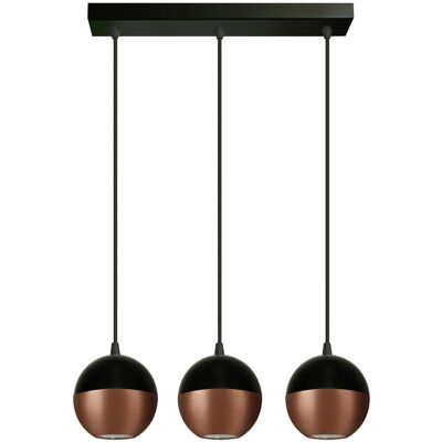Helam Lighting Midway Straight Bar Pendant Ceiling Light Black, Copper 40cm Helam Lighting Midway Straight Bar Pendant Ceiling Light Black, Copper 40cm