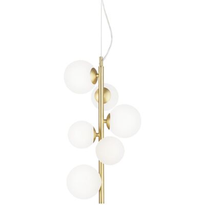 Ideal Lux Perlage 6 Light Satin Brass Pendant - Pendant Light Ideal Lux Perlage 6 Light Satin Brass Pendant - Pendant Light