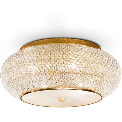 The Italian Collection Pasha 10 Light Semi-Flush Ceiling Fitting - Gold & Crystal - Ceiling Light The Italian Collection Pasha 10 Light Semi-Flush Ceiling Fitting - Gold & Crystal - Ceiling Light