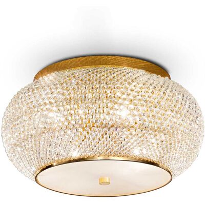 The Italian Collection Pasha 6 Light Semi-Flush Ceiling Fitting - Gold & Crystal - Ceiling Light The Italian Collection Pasha 6 Light Semi-Flush Ceiling Fitting - Gold & Crystal - Ceiling Light