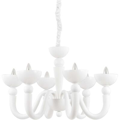 Ideal Lux Bon Bon - 6 Light Multi Arm Chandelier White - Indoor Ideal Lux Bon Bon - 6 Light Multi Arm Chandelier White - Indoor