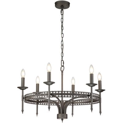 Elstead Crown 6 Light Grey Iron Chandelier - Ceiling Light Elstead Crown 6 Light Grey Iron Chandelier - Ceiling Light