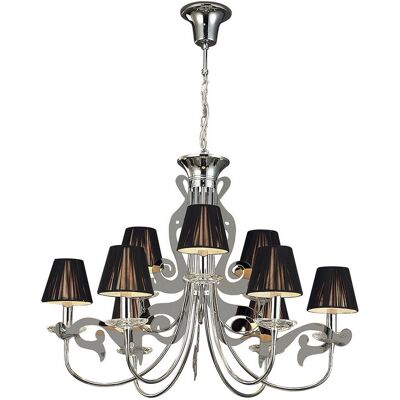 INSPIRED LIGHTING Acanto Pendant Round 9 Light E14, Polished Chrome With Black Shades INSPIRED LIGHTING Acanto Pendant Round 9 Light E14, Polished Chrome With Black Shades