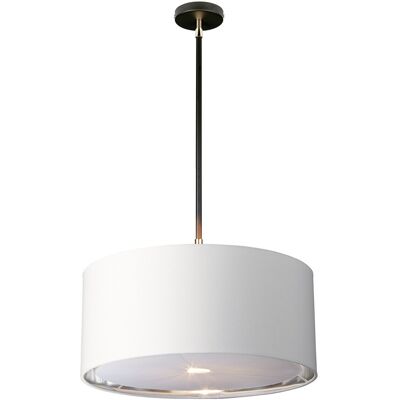 Elstead Lighting Balance Single Light Ceiling Pendant - Black, Polished Nickel, White Drum Shade - Ceiling Pendant Elstead Lighting Balance Single Light Ceiling Pendant - Black, Polished Nickel, White Drum Shade - Ceiling Pendant
