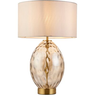 ENDON Elin Dimple Table Lamp - Champagne White - Vintage - Satin Brass - Table Lamp ENDON Elin Dimple Table Lamp - Champagne White - Vintage - Satin Brass - Table Lamp