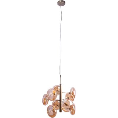 NÄVE Orion Pendant Light - 9 Flammig, Amber Glass, Brass-Matte NÄVE Orion Pendant Light - 9 Flammig, Amber Glass, Brass-Matte