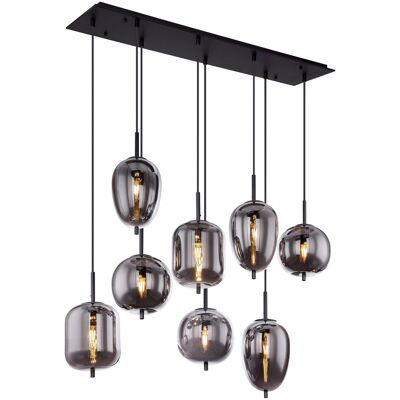 Globo Lighting Blacky Cluster Pendant Ceiling Light Black Glass Shade 8x E14 Globo Lighting Blacky Cluster Pendant Ceiling Light Black Glass Shade 8x E14