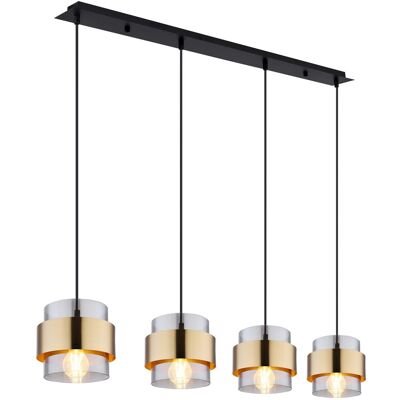 Globo Lighting Milley Bar Pendant Ceiling Light Matt Black Glass Shade 4x E27 Globo Lighting Milley Bar Pendant Ceiling Light Matt Black Glass Shade 4x E27