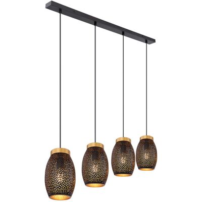 Globo Lighting Gold Pendant Light with 4 E27 Sockets - 120cm Globo Lighting Gold Pendant Light with 4 E27 Sockets - 120cm
