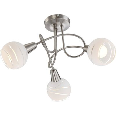 Globo Lighting Elliott Multi Arm Semi Flush Ceiling Lamp Nickel Matt Opal Glass Shade 3x E14 Globo Lighting Elliott Multi Arm Semi Flush Ceiling Lamp Nickel Matt Opal Glass Shade 3x E14