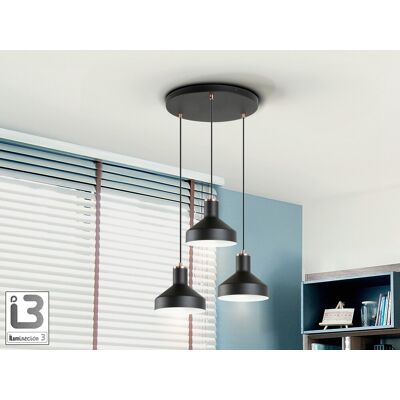 Schuller Lighting Irias Cluster Pendant Ceiling Light Black, Copper 3xE27 Schuller Lighting Irias Cluster Pendant Ceiling Light Black, Copper 3xE27