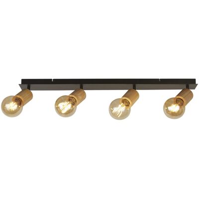 Searchlight Spinny 4 Light Spotlight Bar - Black & Wood Searchlight Spinny 4 Light Spotlight Bar - Black & Wood