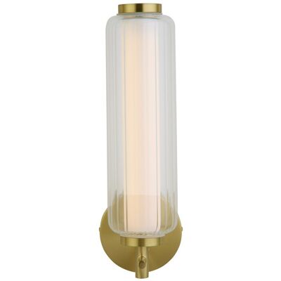 Searchlight Lighting Mod LED Wall Lamp - Satin Brass - Opal Acrylic - Clear - Wall Lamp Searchlight Lighting Mod LED Wall Lamp - Satin Brass - Opal Acrylic - Clear - Wall Lamp