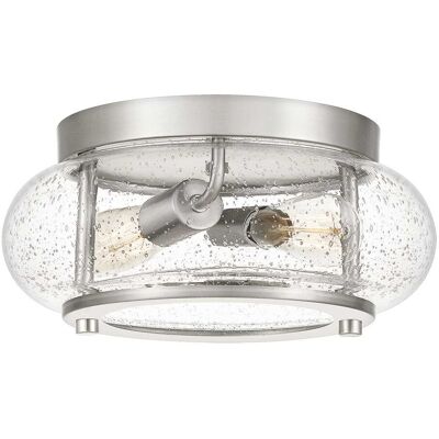 Quoizel Trilogy Brushed Nickel 2-Bulb Flush Mount - Lighting Fixture Quoizel Trilogy Brushed Nickel 2-Bulb Flush Mount - Lighting Fixture