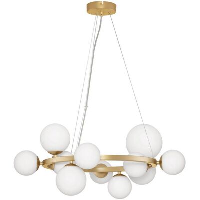Nova Luce Odillia Pendant Light - 11-Flame Gold & White - G9 Nova Luce Odillia Pendant Light - 11-Flame Gold & White - G9