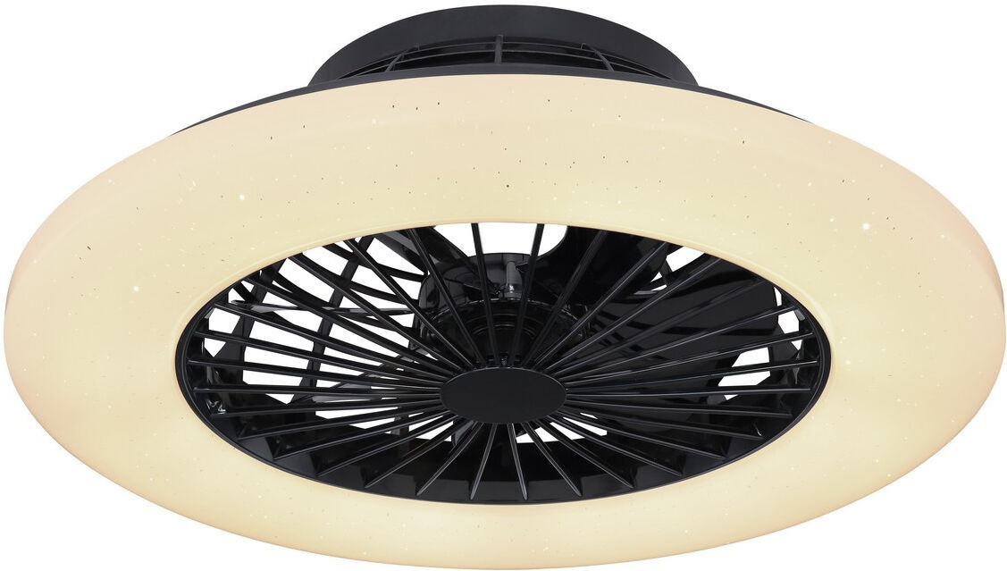 Globo Lighting Travo Ceiling Fan Black LED Dimmable 3000-6500K Remote Control Timer