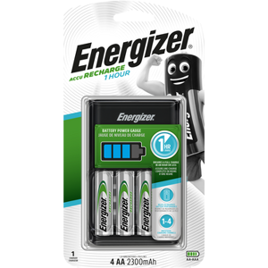 Energizer 1 Hour Battery Charger   Inc 4 x 2300mAh AA Rechargeable Batteries