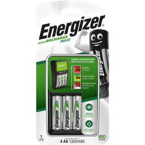 Energizer Maxi Charger   Inc 4 x AA 1300mAh Rechargeable Batteries